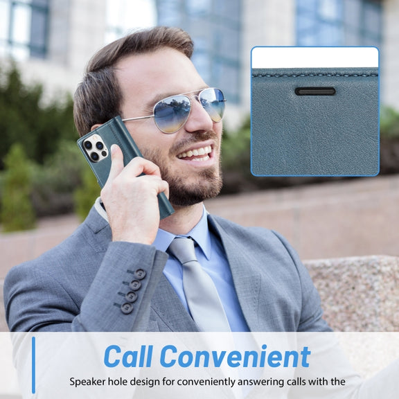 For iPhone 16 Pro LC.IMEEKE Skin-friendly Card Slots Leather Phone Case(Blue)