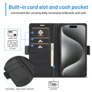 For iPhone 16 Pro Max LC.IMEEKE Skin-friendly Card Slots Leather Phone Case(Black)