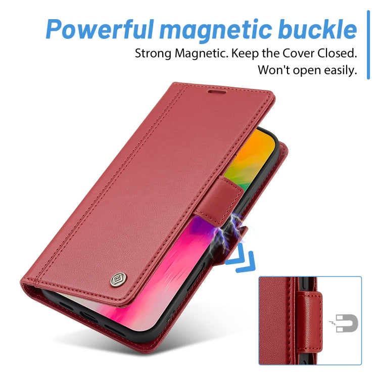 For iPhone 16 Pro Max LC.IMEEKE Skin-friendly Card Slots Leather Phone Case(Red)