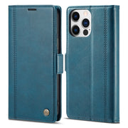 For iPhone 16 Pro Max LC.IMEEKE Skin-friendly Card Slots Leather Phone Case(Blue)