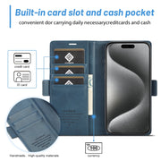 For iPhone 16 Pro Max LC.IMEEKE Skin-friendly Card Slots Leather Phone Case(Blue)