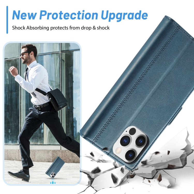 For iPhone 16 Pro Max LC.IMEEKE Skin-friendly Card Slots Leather Phone Case(Blue)