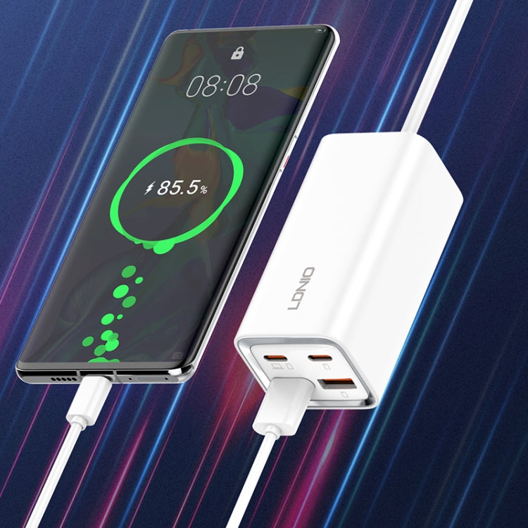 LDNIO A4610C PD65W Dual USB-C / Type-C + Dual USB Fast Charger, Cable Length: 1.5m, Plug Type:US Plug(White)