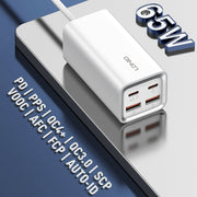 LDNIO A4610C PD65W Dual USB-C / Type-C + Dual USB Fast Charger, Cable Length: 1.5m, Plug Type:US Plug(White)