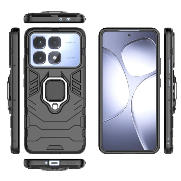 For Redmi K70 Ultra Global Shockproof PC + TPU Holder Phone Case(Black)