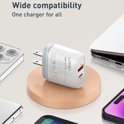 LDNIO Q229 QC3.0 / PD20W USB + Type-C Fast Charger with 1m USB to Micro USB Cable, Plug Type:EU Plug(White)