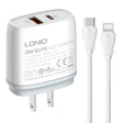 LDNIO Q229 QC3.0 / PD20W USB + Type-C Fast Charger with 1m Type-C to 8 Pin Cable, Plug Type:US Plug(White) - free shipping - PMC TechLife - Order now!
