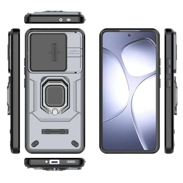 For Redmi K70 Ultra Global Sliding Camshield TPU + PC Shockproof Phone Case with Holder(Grey)