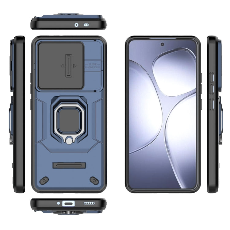 For Redmi K70 Ultra Global Sliding Camshield TPU + PC Shockproof Phone Case with Holder(Blue)