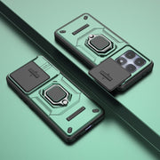 For Redmi K70 Ultra Global Sliding Camshield TPU + PC Shockproof Phone Case with Holder(Green)