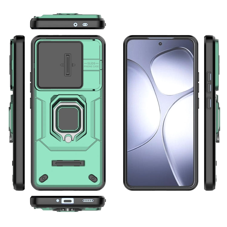 For Redmi K70 Ultra Global Sliding Camshield TPU + PC Shockproof Phone Case with Holder(Green)