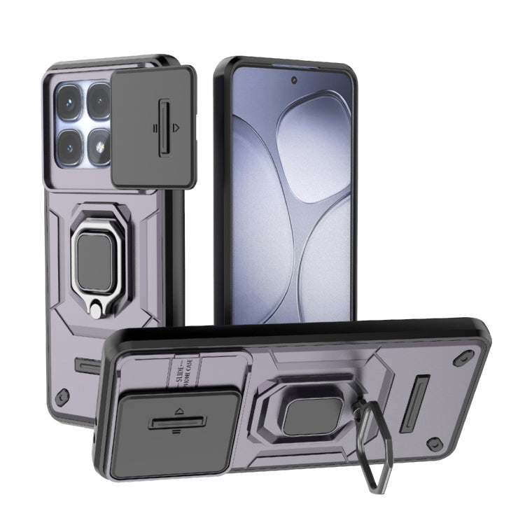 For Redmi K70 Ultra Global Sliding Camshield TPU + PC Shockproof Phone Case with Holder(Purple)