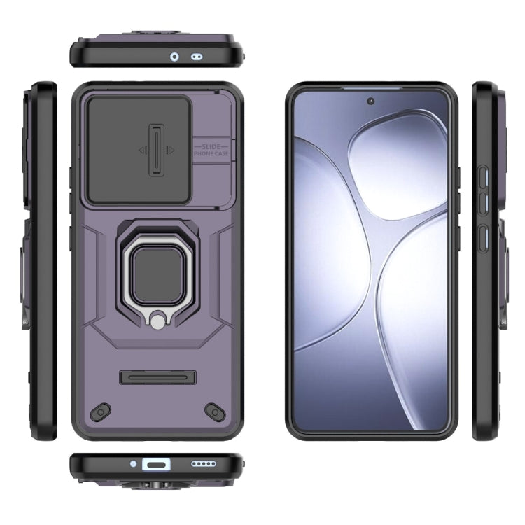 For Redmi K70 Ultra Global Sliding Camshield TPU + PC Shockproof Phone Case with Holder(Purple)