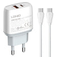 LDNIO Q229 QC3.0 / PD20W USB + Type-C Fast Charger with 1m Type-C to Type-C Cable, Plug Type:EU Plug(White) - free shipping - PMC TechLife - Order now!