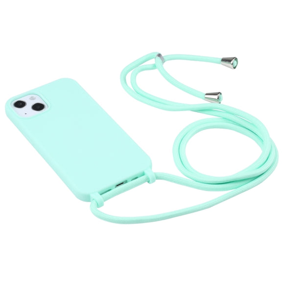 For iPhone 16 Pro Max Candy Colors TPU Protective Phone Case with Lanyard(Mint Green)
