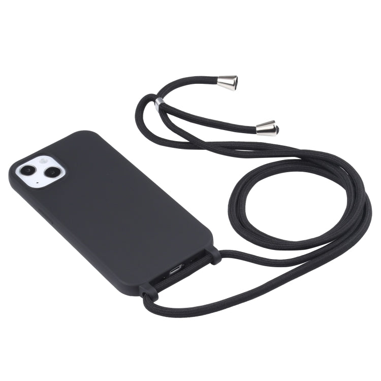 For iPhone 16 Pro Max Candy Colors TPU Protective Phone Case with Lanyard(Black)