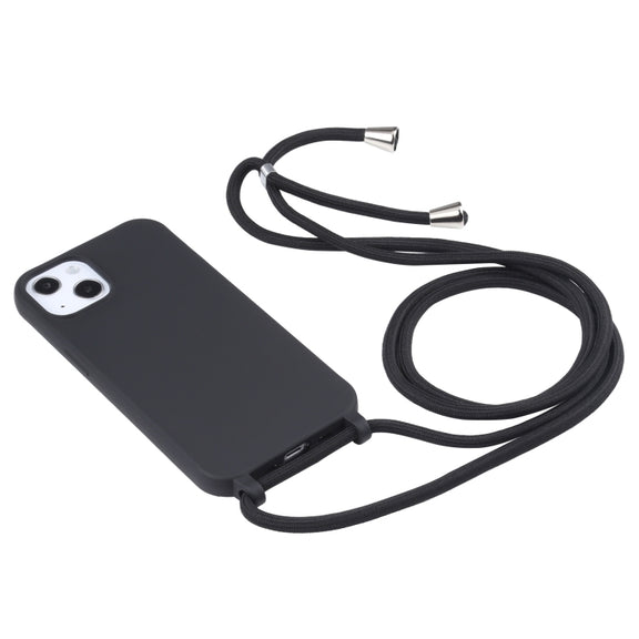 For iPhone 16 Pro Max Candy Colors TPU Protective Phone Case with Lanyard(Black)