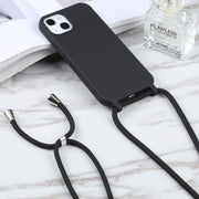 For iPhone 16 Pro Max Candy Colors TPU Protective Phone Case with Lanyard(Black)
