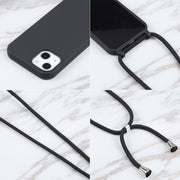 For iPhone 16 Pro Max Candy Colors TPU Protective Phone Case with Lanyard(Black)