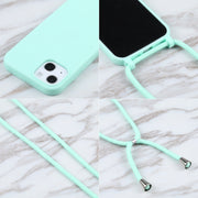 For iPhone 16 Pro Candy Colors TPU Protective Phone Case with Lanyard (Mint Green)