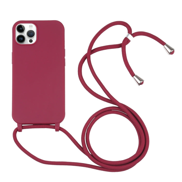 For iPhone 16 Pro Candy Colors TPU Protective Phone Case with Lanyard (Red)