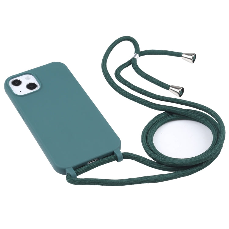 For iPhone 16 Plus Candy Colors TPU Protective Phone Case with Lanyard(Dark Green)