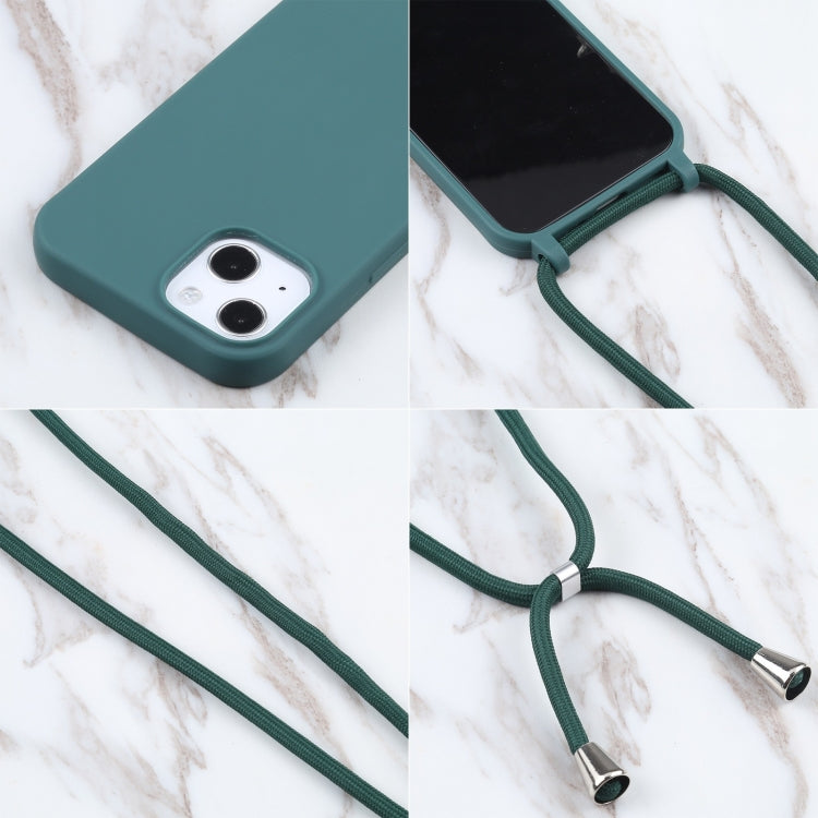 For iPhone 16 Plus Candy Colors TPU Protective Phone Case with Lanyard(Dark Green)