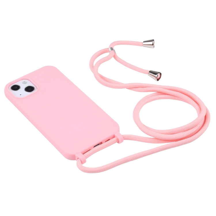 For iPhone 16 Plus Candy Colors TPU Protective Phone Case with Lanyard(Pink)