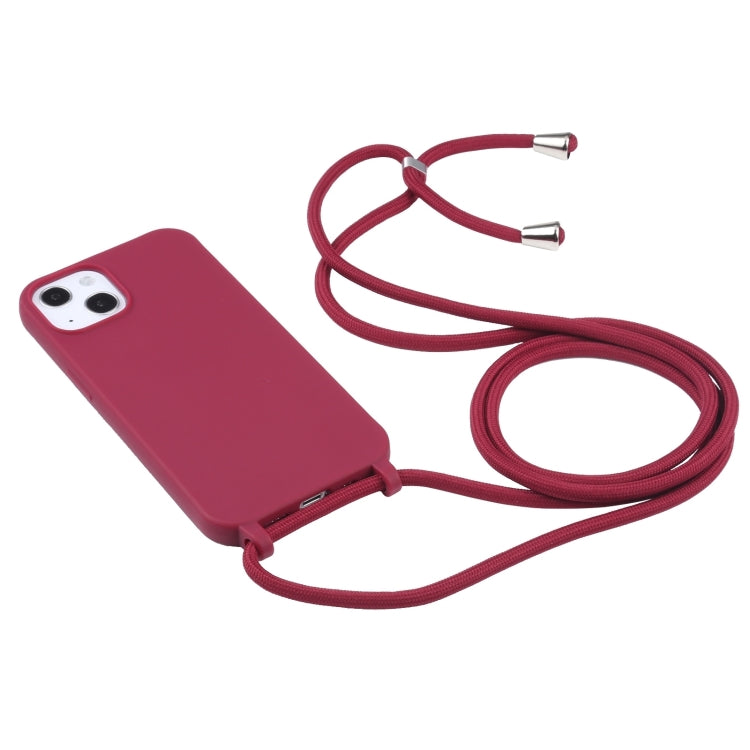 For iPhone 16 Plus Candy Colors TPU Protective Phone Case with Lanyard(Red)