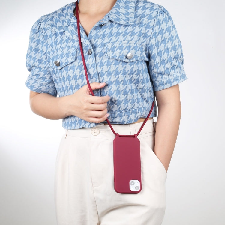 For iPhone 16 Plus Candy Colors TPU Protective Phone Case with Lanyard(Red)