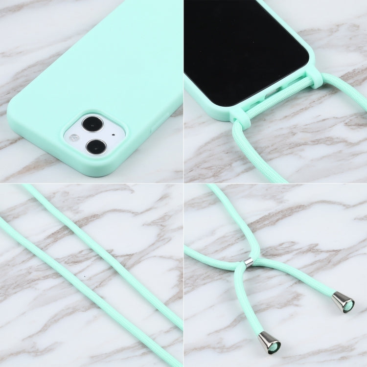 For iPhone 16 Candy Colors TPU Protective Phone Case with Lanyard(Mint Green)
