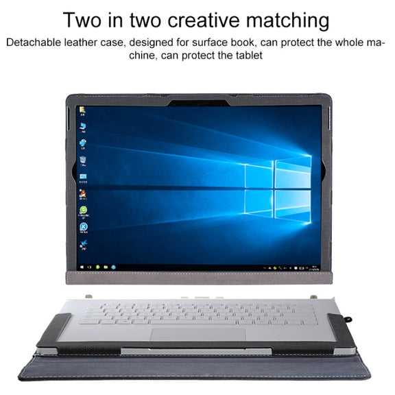 For Microsoft Surface Book 3 / 2 15 inch PU Leather Laptop Protective Case with Screen Stand(Dark Blue)