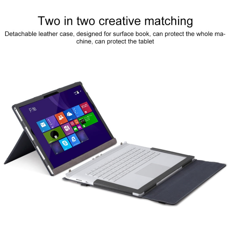 For Microsoft Surface Book 3 / 2 15 inch PU Leather Laptop Protective Case with Screen Stand(Dark Blue)
