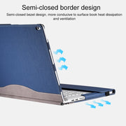 For Microsoft Surface Book 3 / 2 15 inch PU Leather Laptop Protective Case with Screen Stand(Dark Blue)