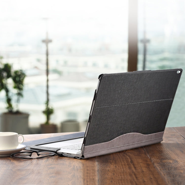 For Microsoft Surface Book 3 / 2 15 inch PU Leather Laptop Protective Case with Screen Stand(Dark Blue)