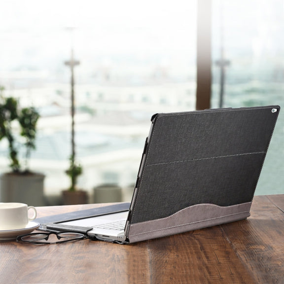For Microsoft Surface Book 3 / 2 15 inch PU Leather Laptop Protective Case with Screen Stand(Dark Blue)