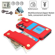For Samsung Galaxy S24+ 5G RFlD Anti-theft Double Buckle Ring Zipper Card Phone Case(Red)