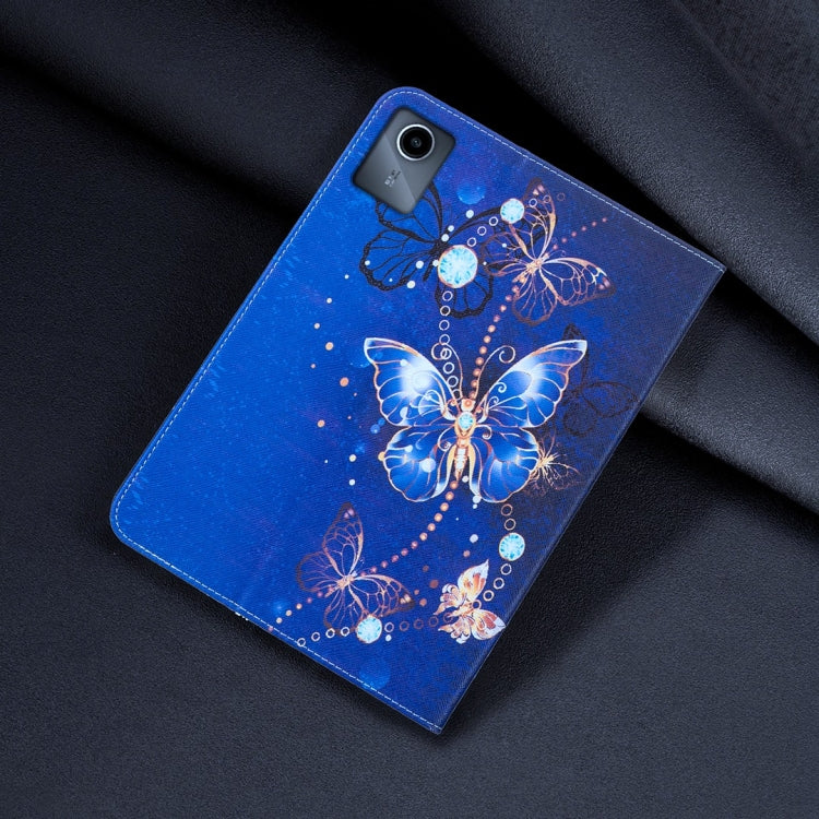 For Lenovo Tab M11 / Xiaoxin Pad 11 2024 Colored Drawing Leather Tablet Case(Purple Butterfly)