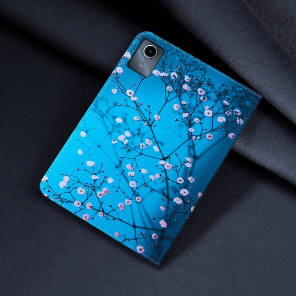 For Lenovo Tab M11 / Xiaoxin Pad 11 2024 Colored Drawing Leather Tablet Case(Plum Blossom)
