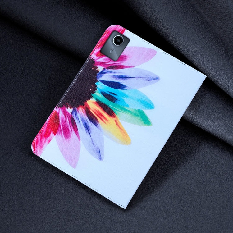 For Lenovo Tab M11 / Xiaoxin Pad 11 2024 Colored Drawing Leather Tablet Case(Sun Flower)