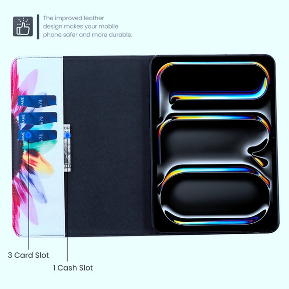 For Lenovo Tab M11 / Xiaoxin Pad 11 2024 Colored Drawing Leather Tablet Case(Sun Flower)
