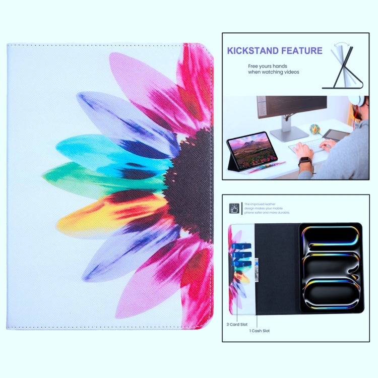 For Lenovo Tab M11 / Xiaoxin Pad 11 2024 Colored Drawing Leather Tablet Case(Sun Flower)