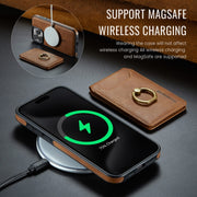 For iPhone 15 Plus DG.MING K1 MagSafe Detachable Wallet RFID Back Cover Phone Case(Brown)
