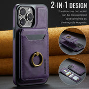 For iPhone 14 Plus DG.MING K1 MagSafe Detachable Wallet RFID Back Cover Phone Case(Purple)