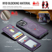 For iPhone 14 Plus DG.MING K1 MagSafe Detachable Wallet RFID Back Cover Phone Case(Purple)