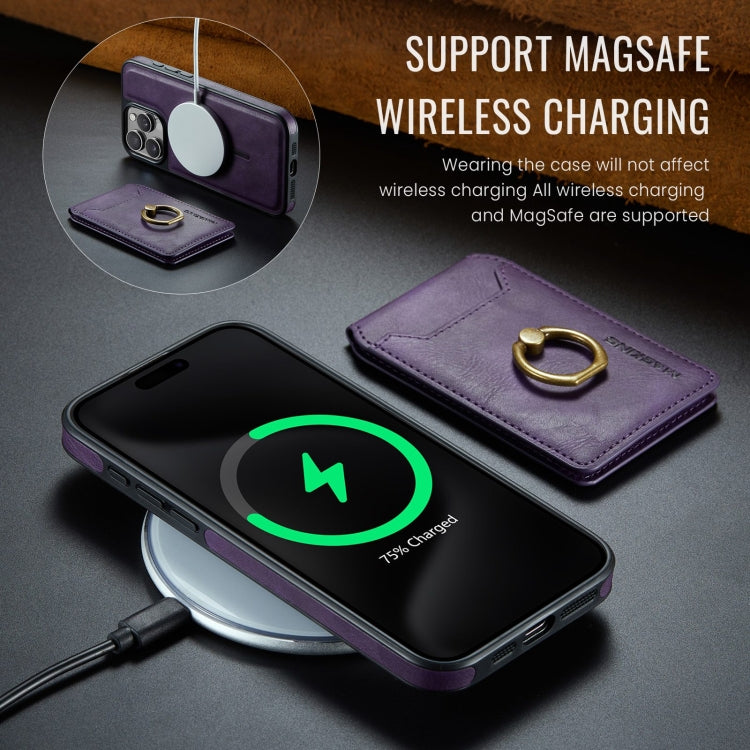 For iPhone 14 Plus DG.MING K1 MagSafe Detachable Wallet RFID Back Cover Phone Case(Purple)