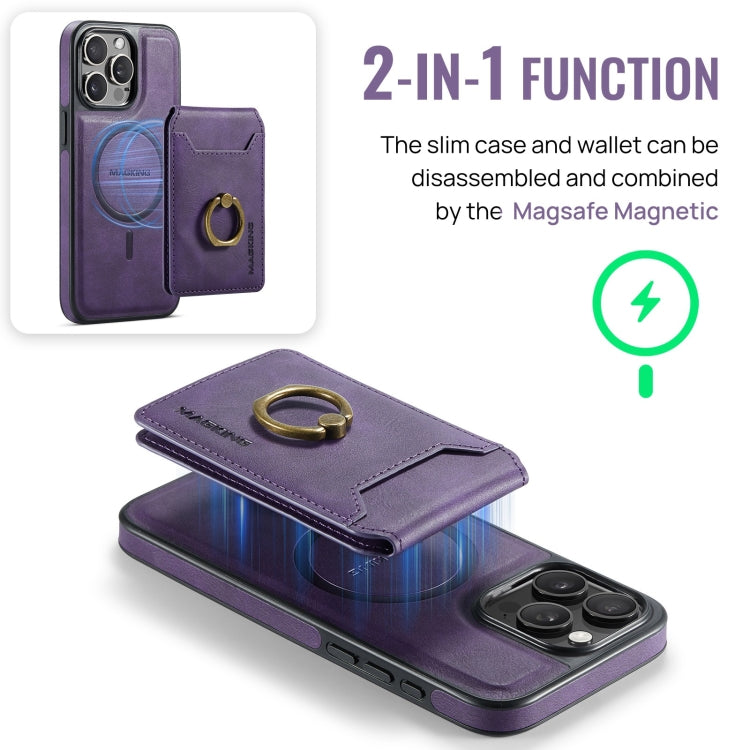 For iPhone 14 Plus DG.MING K1 MagSafe Detachable Wallet RFID Back Cover Phone Case(Purple)