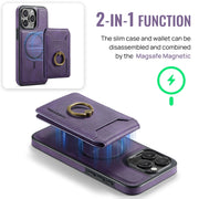 For iPhone 14 Plus DG.MING K1 MagSafe Detachable Wallet RFID Back Cover Phone Case(Purple)
