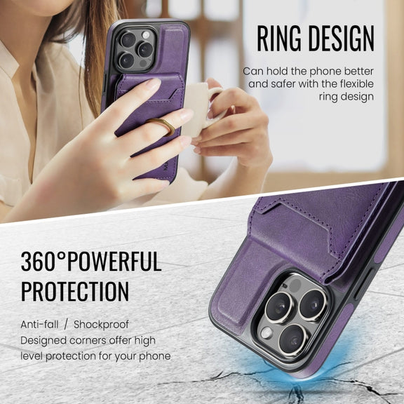 For iPhone 14 Plus DG.MING K1 MagSafe Detachable Wallet RFID Back Cover Phone Case(Purple)