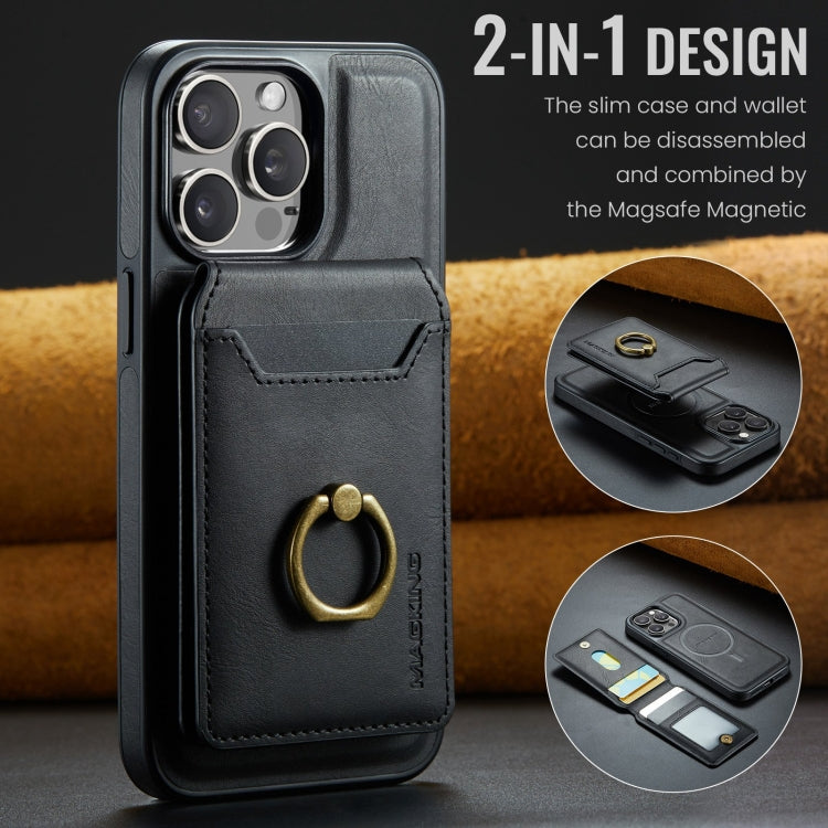 For iPhone 13 DG.MING K1 MagSafe Detachable Wallet RFID Back Cover Phone Case(Black)